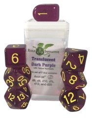 Role 4 Initiative - Translucent Dark Purple/Yellow Numbers Arch'D4 7pc